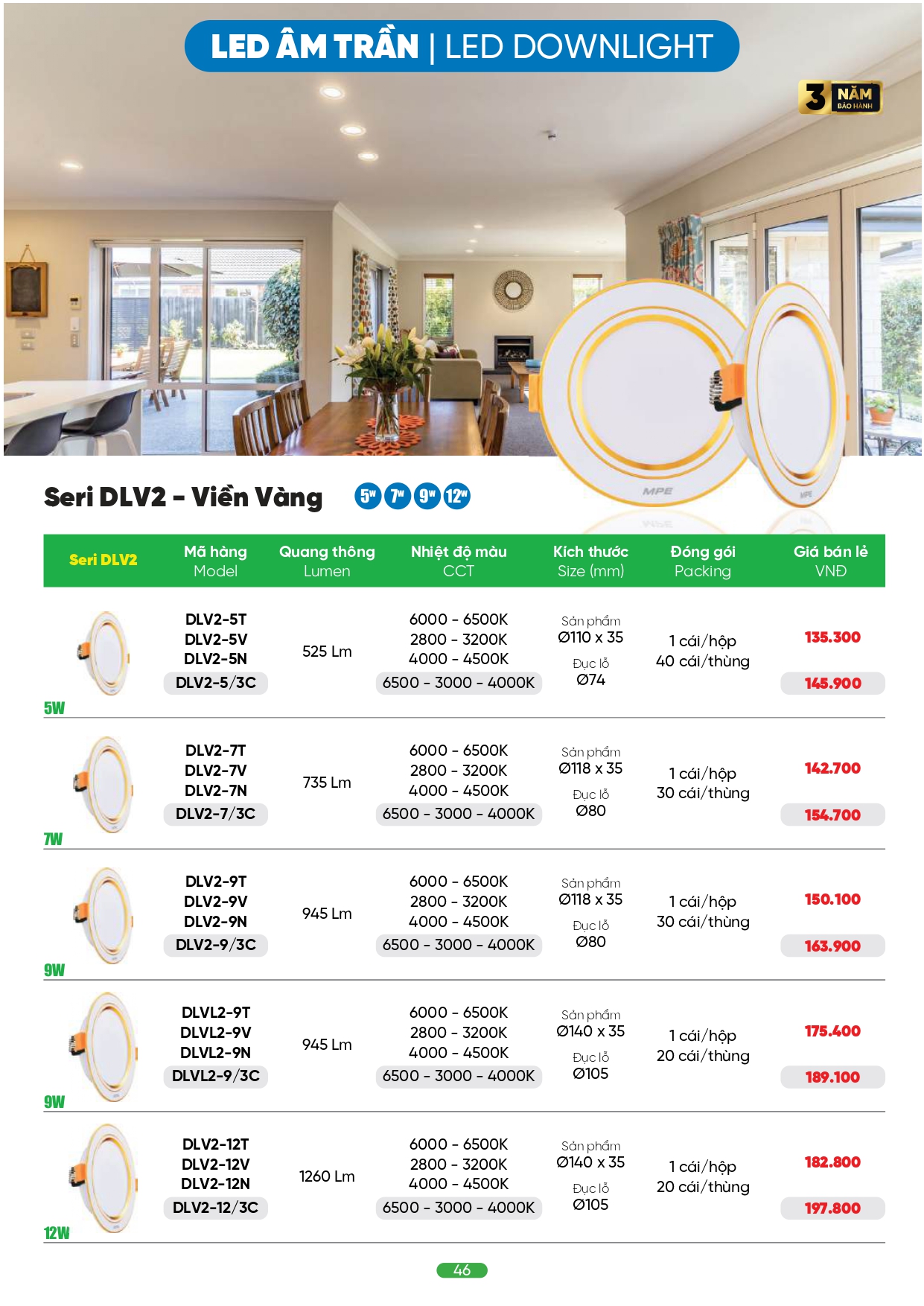 Bảng giá đèn LED MPE 2026